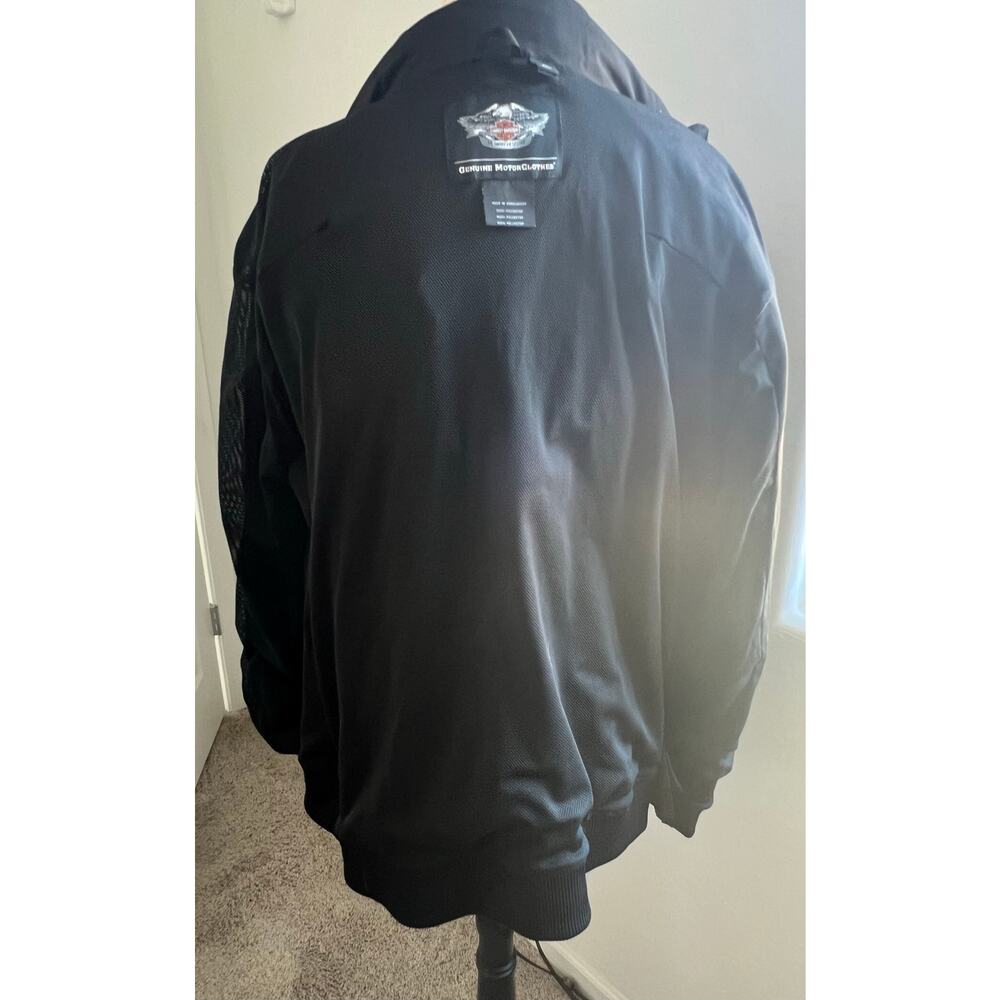 Harley Davidson Black Dust Rider Biker 2-way Zip Hidden Hood Jacket Coat 2XLโ - Picture 8 of 15